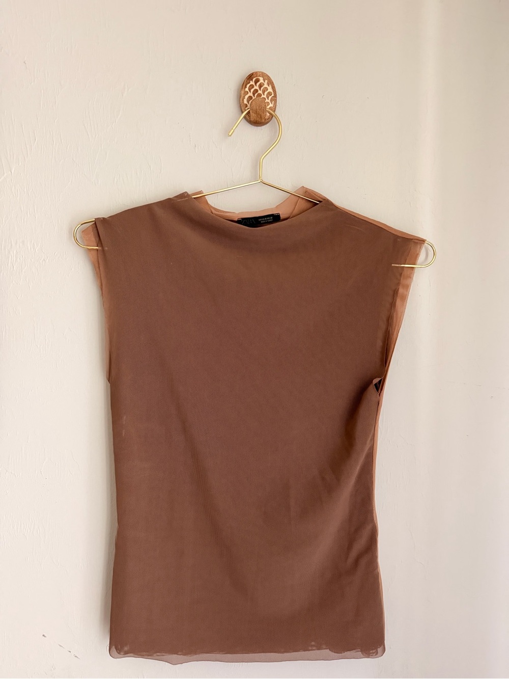 women’s Zara mesh two tone top